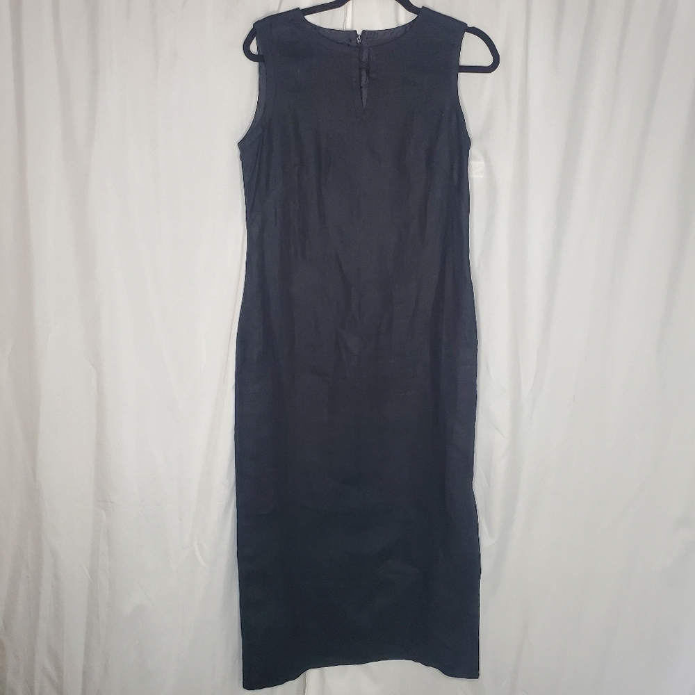 ◇ Talbots Vintage Irish Linen Sleeveless Sheath Dress Black Size 8